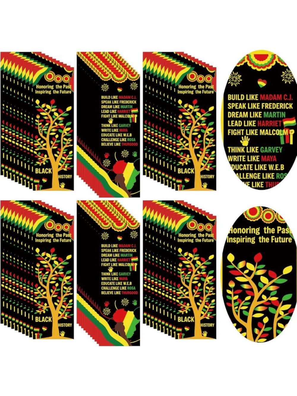 120pcs Black History Month Bookmarks & Flash Cards | African American Decor Set